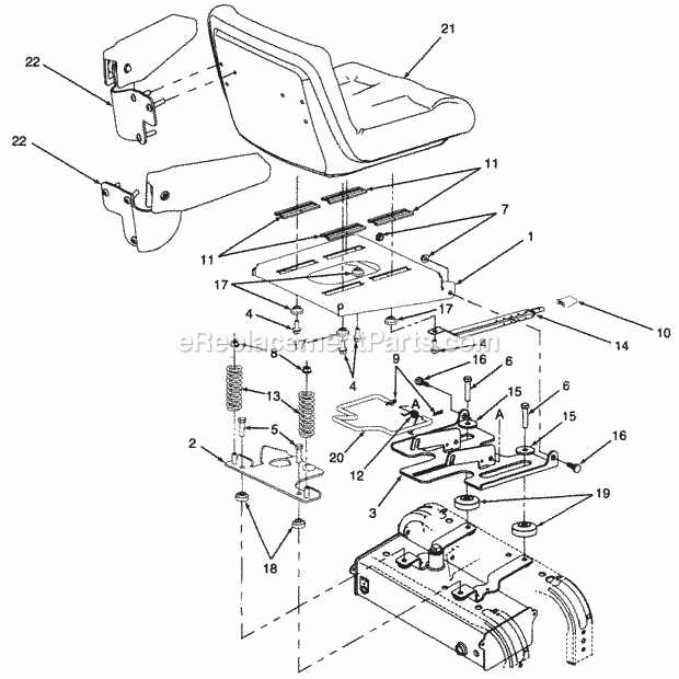 Seat Assembly Mfg. 4-19-98 & Before Diagram and Parts List for Z48L 53AC365M100, 53BA1D5M100 Cub Cadet Lawn Mower